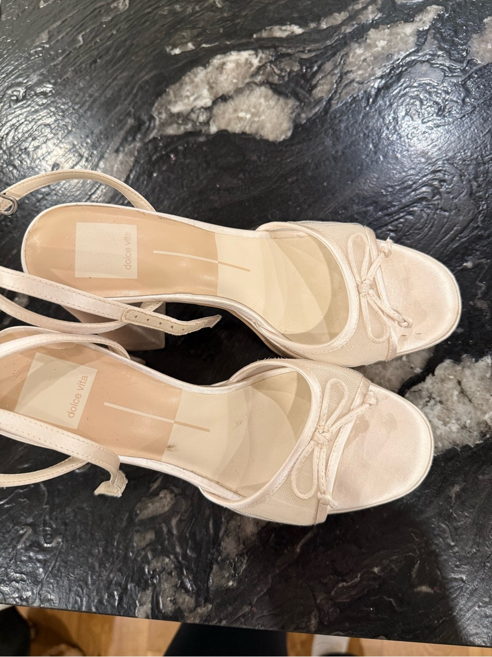 Pandor Cream White Tulle Block Heel Sandals - Picture 7 of 7